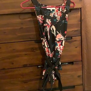 Derek Lam IOC Athleta Sleeveless Top Blouse Black Tropical Floral